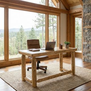Cedar Log Simplified Open Writing Desk - Weathered - Armor