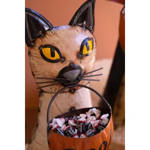 Set of 2 Recycled Metal Halloween Cat and Dog 3