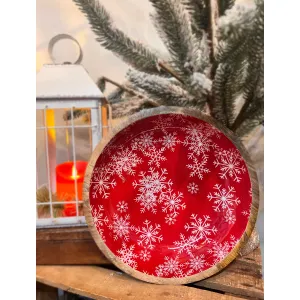 Snowflake Wooden Bowl 11in 1