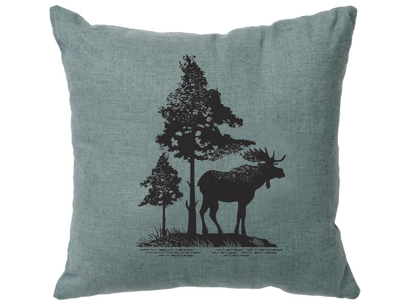 Image Pillow - Moose Tree - Linen Ocean 1