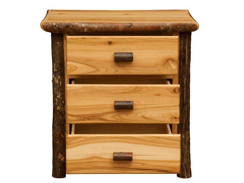 Hickory Log XL Three Drawer Nightstand - Slate 5