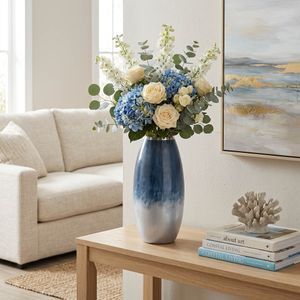 ALMARUN BLUE GLASS VASE 18 (IN) 9