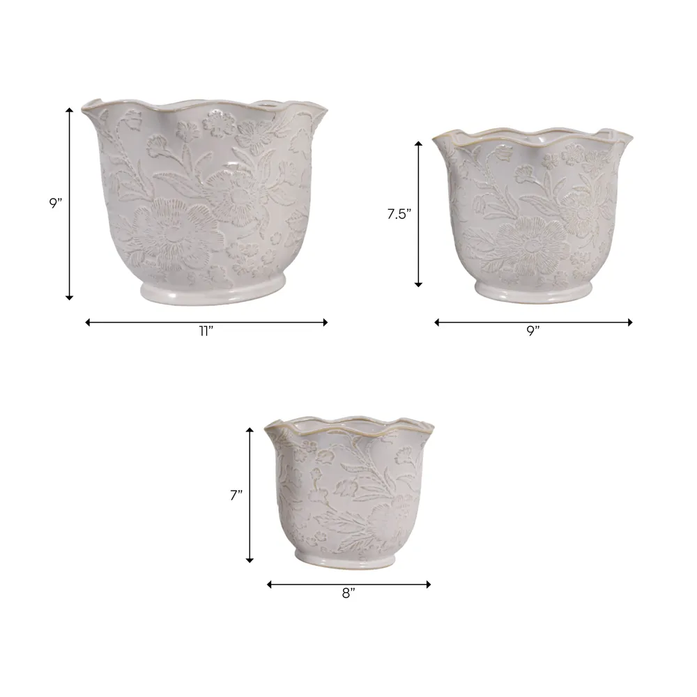 CLAYBROOK SET OF 3 IVORY PLANTER 9 (IN)