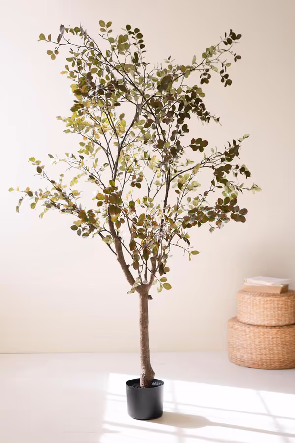 Artificial Crepe Myrtle Tree in a Black Plastic Pot