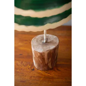 Set of 2 Painted Green and White Metal Christmas Trees on Wooden Bases 4