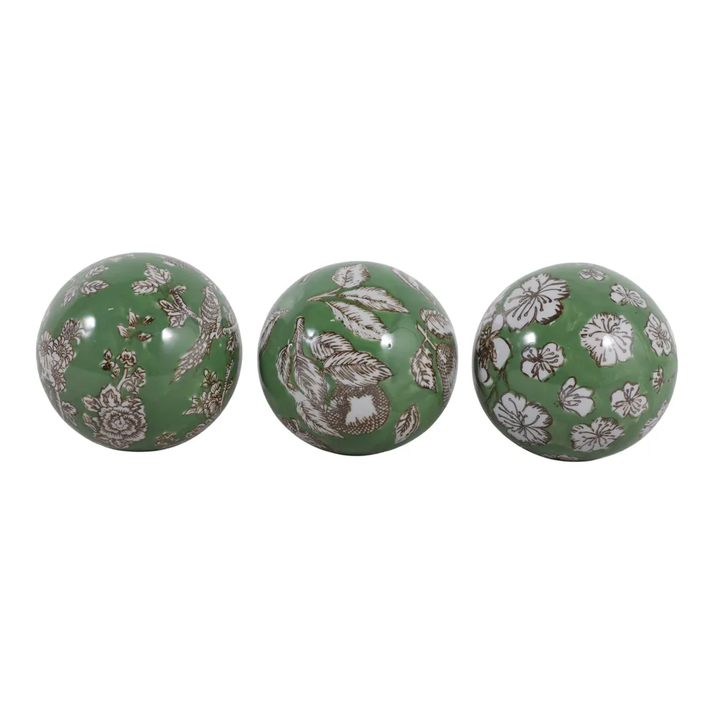 NOVAPORT SET OF 3 GREEN ORBS 5 (IN)