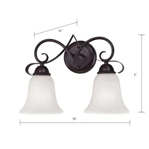Brighton 11'' High 2-Light Vanity Light - Oil Rubbed Bronze with White Glass 2