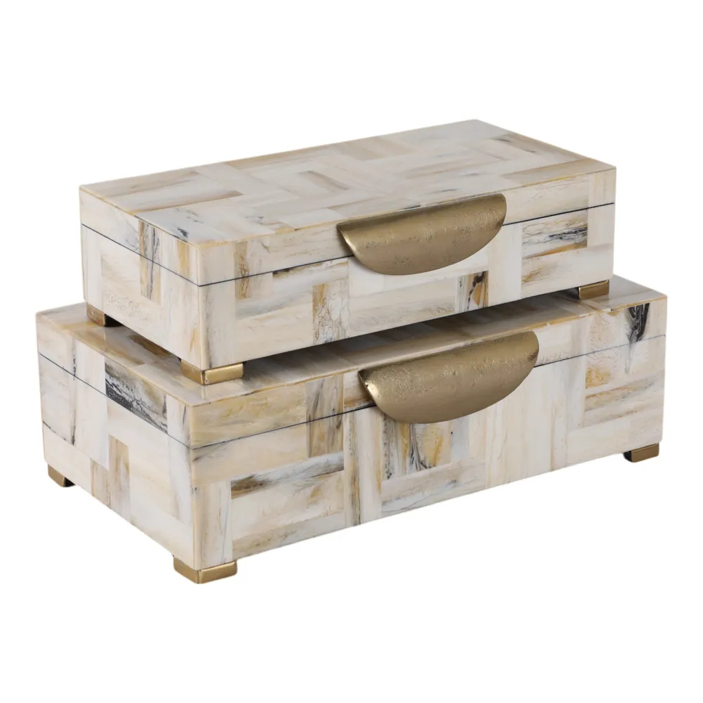 CLAXTONWORTH SET OF 2 TAN BOXES 5 (IN)