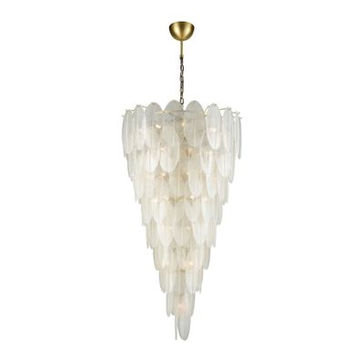 Hush 32.5″ Wide 42-Light Chandelier - Aged Brass with White