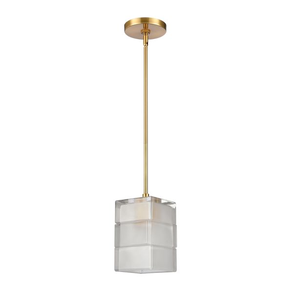Ice Blocks 6'' Wide 1-Light Mini Pendant - Satin Brass