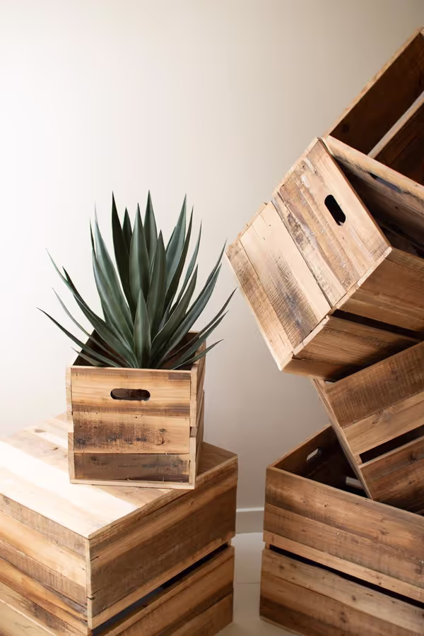 Set of 6 Recycled Pine Display Cubes