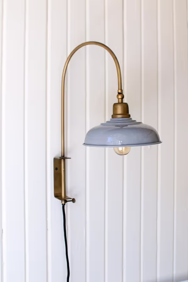 Wall Light with Grey Enamel Shade