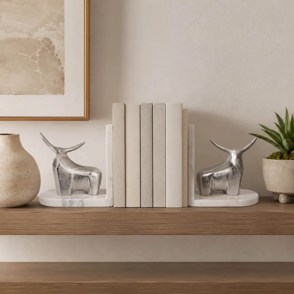 ALMACREST SET OF 2 WHITE BOOKENDS 7 (IN)