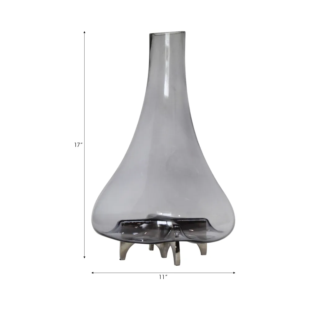 HAYFORDROSE SILVER GLASS VASE 17 (IN)