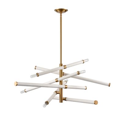 Crosspiece 39″ Wide 6-Light Chandelier - White