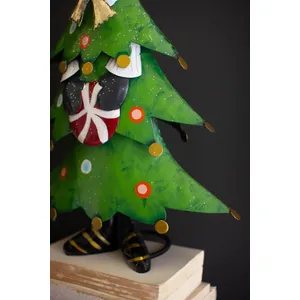 Set of 2 Painted Metal Cat Christmas Trees 4