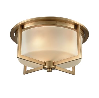 Vancourt 15″ Wide 3-Light Flush Mount - Satin Brass