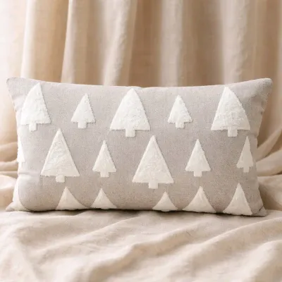 Beige Rectangle Tree Pillow 12x19.5x1in