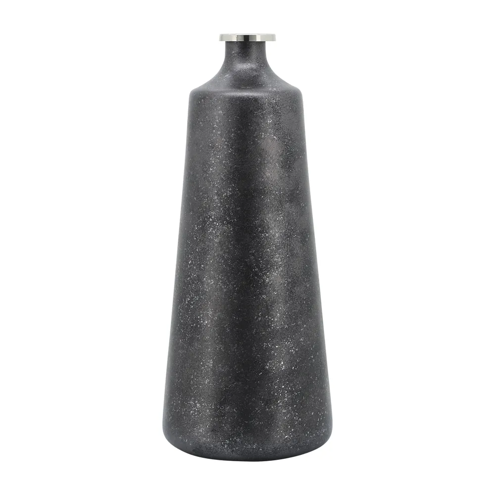 GRISHAMSHAW BLACK GLASS VASE 21 (IN)
