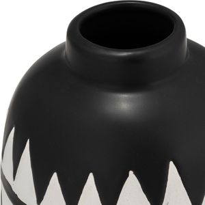 CER, 9"H TRIBAL FLOWER VASE, BLACK/WHITE 3