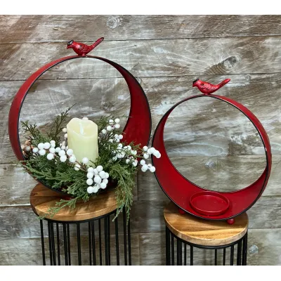 Cardinal Candle Holder Set Of 2 15in and 13in
