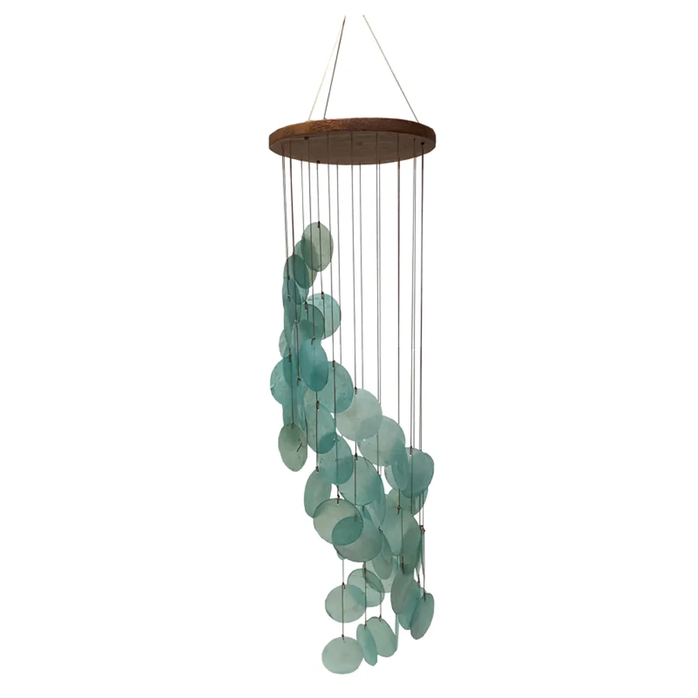 29-1/2" CAPIZ SHELL WINDCHIME TURQUOISE
