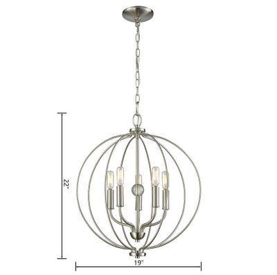 Williamsport 19'' Wide 5-Light Chandelier - Brushed Nickel