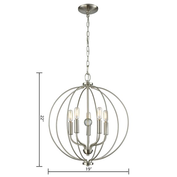 Williamsport 19'' Wide 5-Light Chandelier - Brushed Nickel