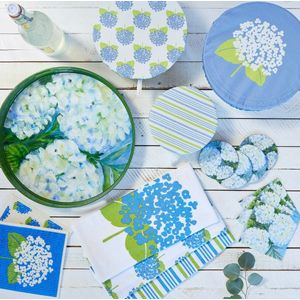 White Hydrangeas Round Lacquer Serving Tray 4