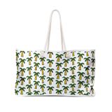 LARGE TOTE W WOVEN HANDLE - SUNSET PALM TREES 1