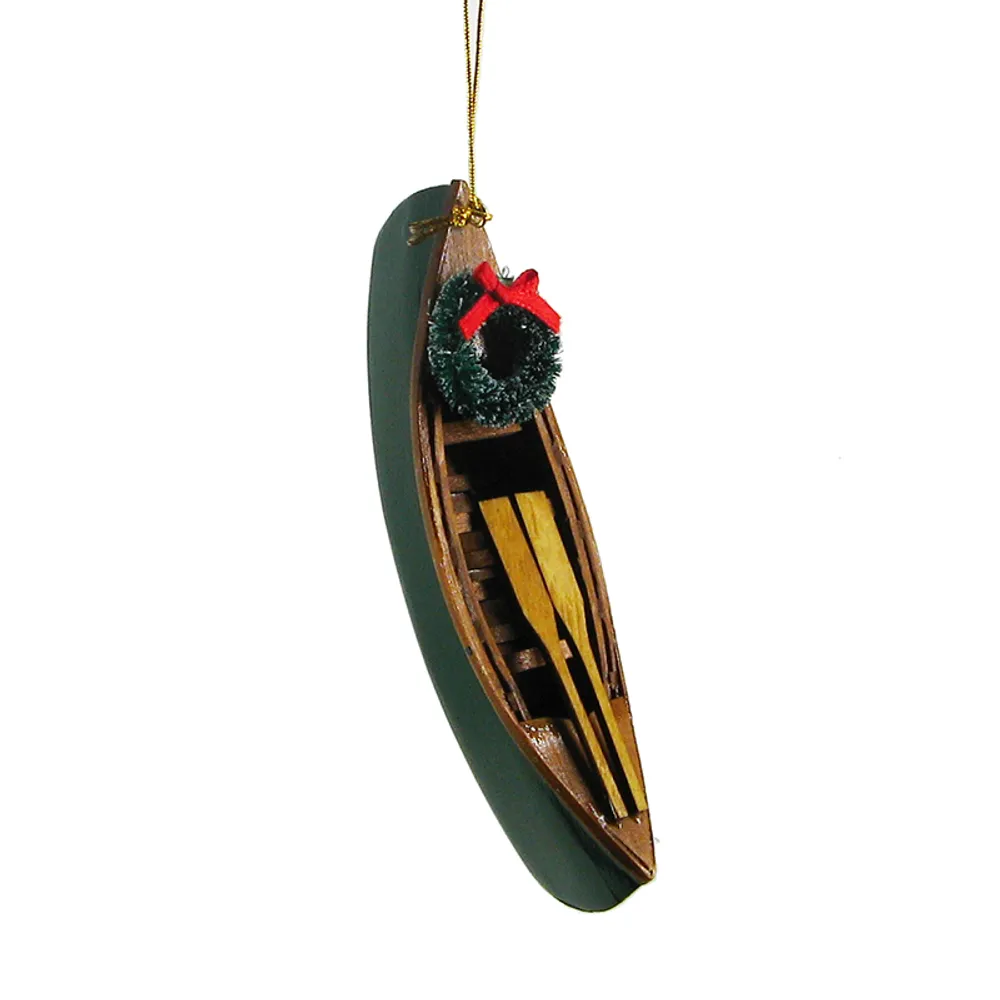 5-1/3" CANOE CHRISTMAS ORNAMENT