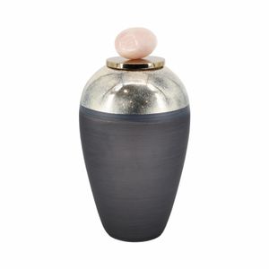 GLASS, 19" VASE W/ RESIN TOPPER, GRAY 3