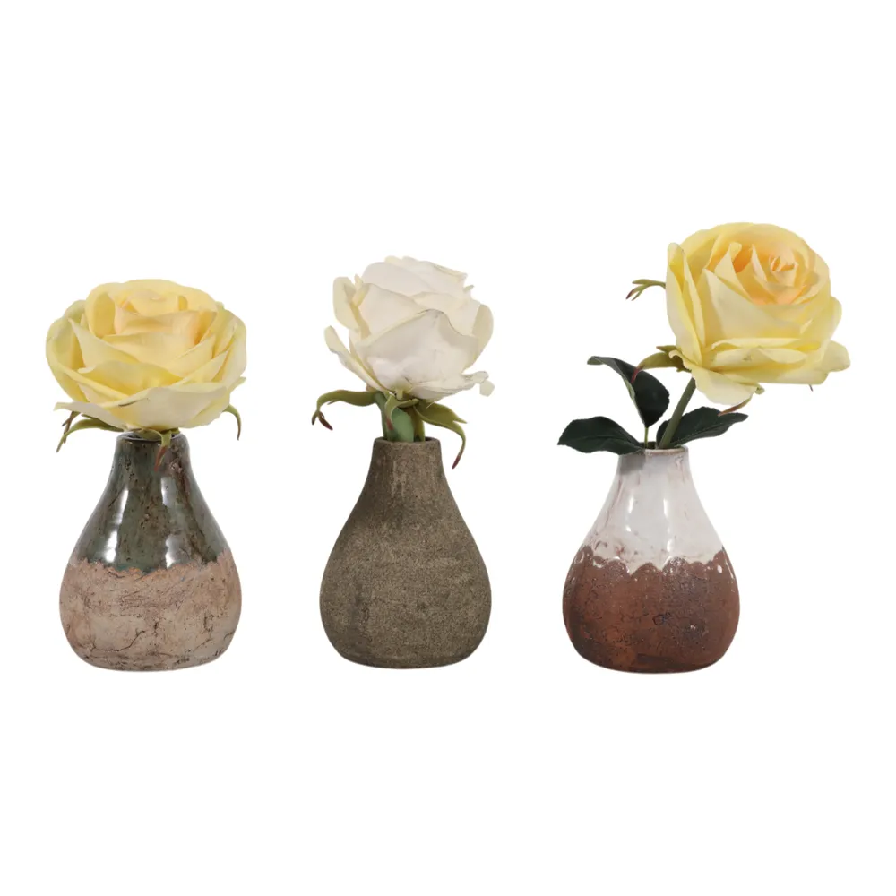 ROSEGROVE SET OF 3 IVORY VASES 5 (IN)