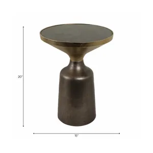 20" METAL ACCENT TABLE GREEN MARBLE TOP, MULTI 9