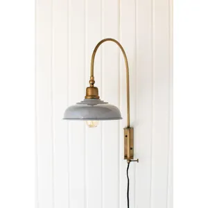 Wall Light with Grey Enamel Shade 1