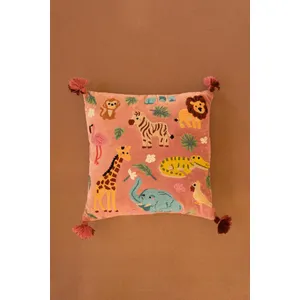 Embroidered Velvet Pillow with Animals 2