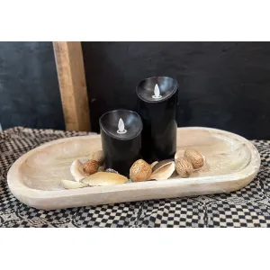 White Washed Wooden Oval Tray 18x8x1in 1