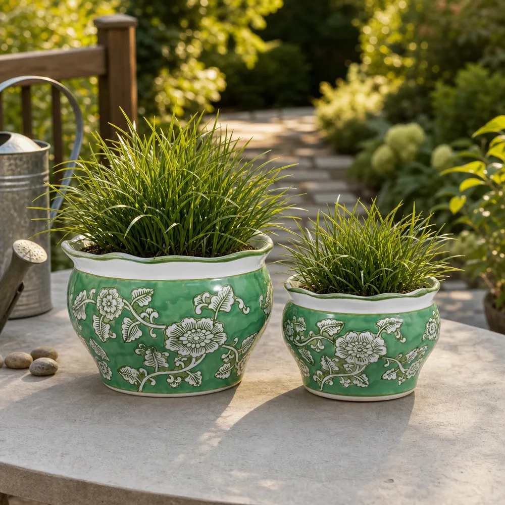 HENLEYDALE SET OF 2 GREEN PLANTER 6 (IN)