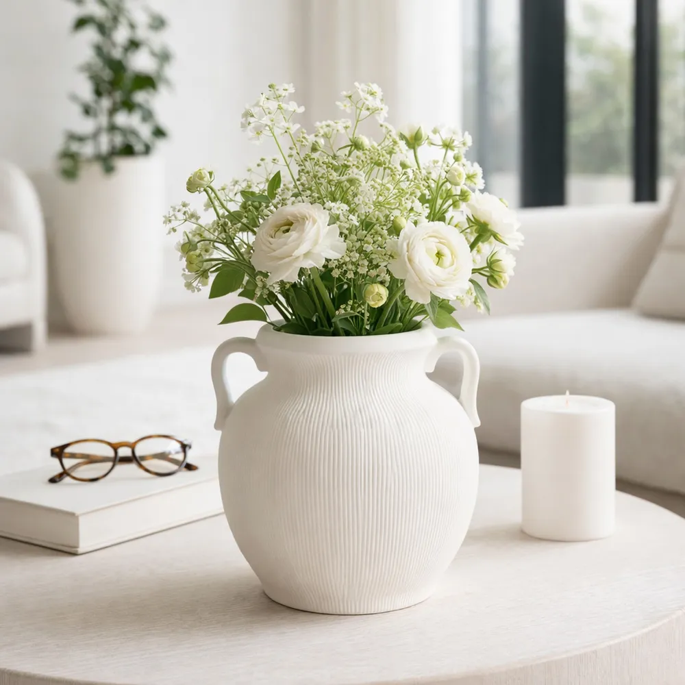 GARTONSHAW WHITE VASE 10 (IN)