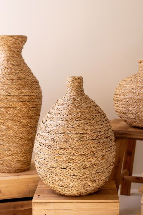 Set of 3 Natural Seagrass Vessels