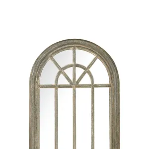 Arched Windowpane Wall Mirror - Gray 3