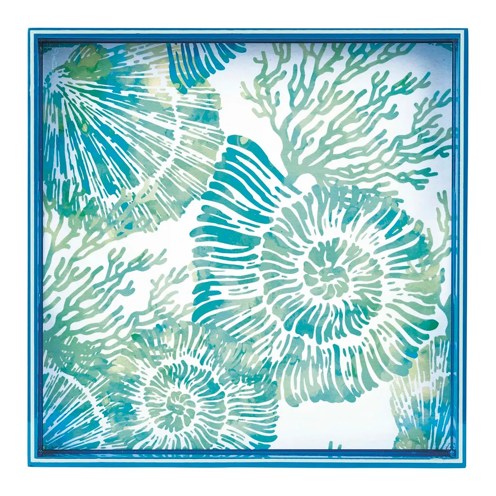Nautilus Shells Square Lacquer Serving Tray