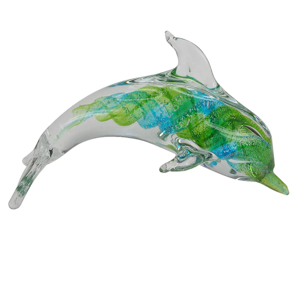 7-1/2" MULTICOLOR GLASS DOLPHIN FIGURE