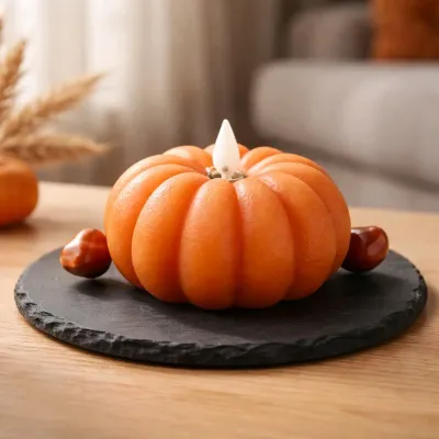 Orange Pumpkin Carved Moving Flame 4.5x2.75in