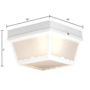 Wavy 10'' Wide 2-Light Outdoor Flush Mount - White 2