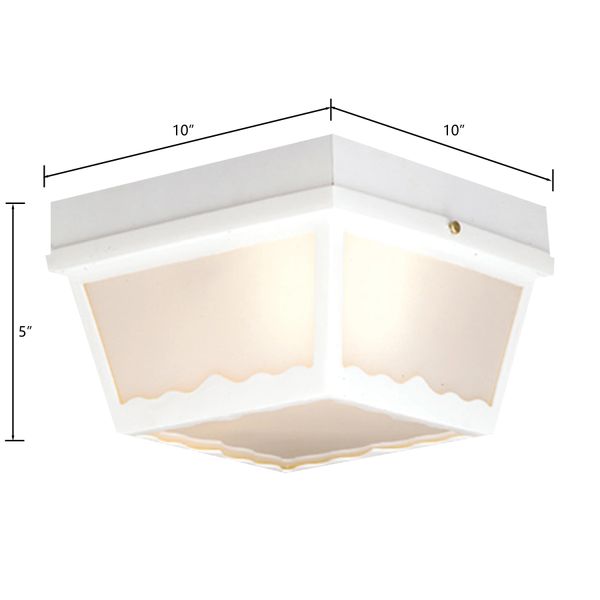 Wavy 10'' Wide 2-Light Outdoor Flush Mount - White