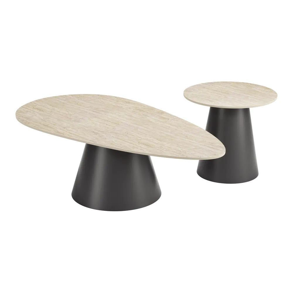 Reyes Coffee Table Set Natural & Black