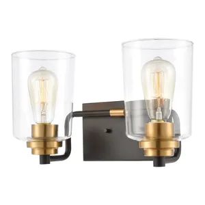 Robins 14″ Wide 2-Light Vanity Light - Matte Black 1