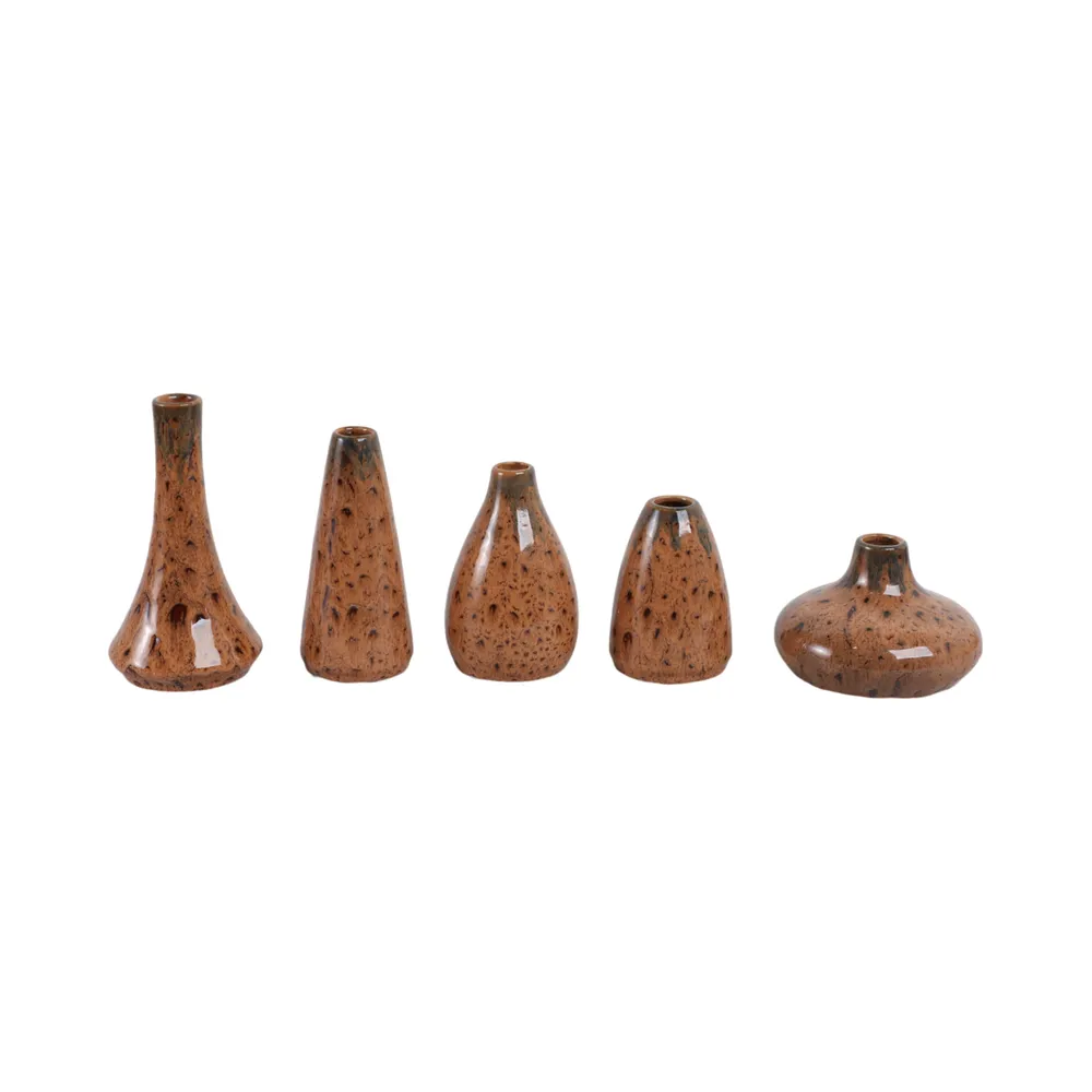 PAXTON SET OF 5 BROWN VASES 8 (IN)