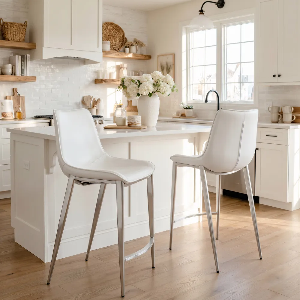 Magnus Counter Stool White & Silver